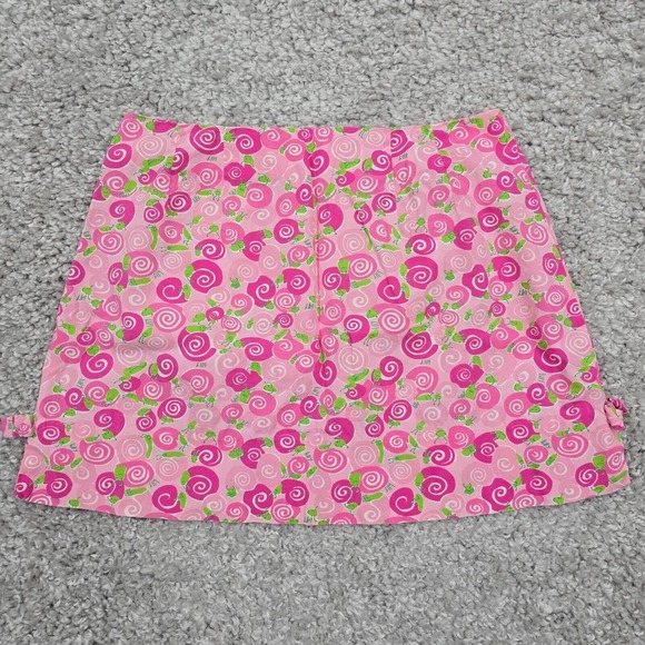 Vintage Lilly‎ Pulitzer White Label Mini Skirt Womens 2 Pink Happy Snails Beach - Picture 1 of 9